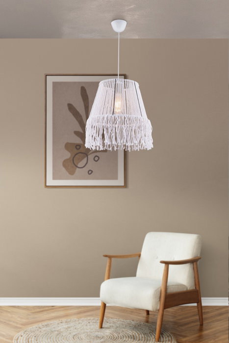 Opviq Valance Macrame Lámpara de Araña Blanca